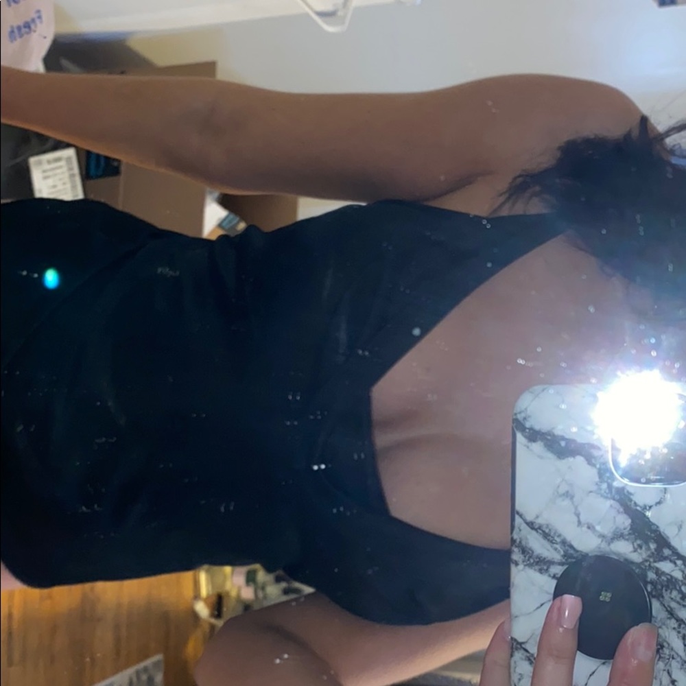Black cowl neck top